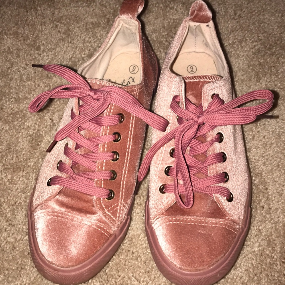 Pink suede tennis shoes